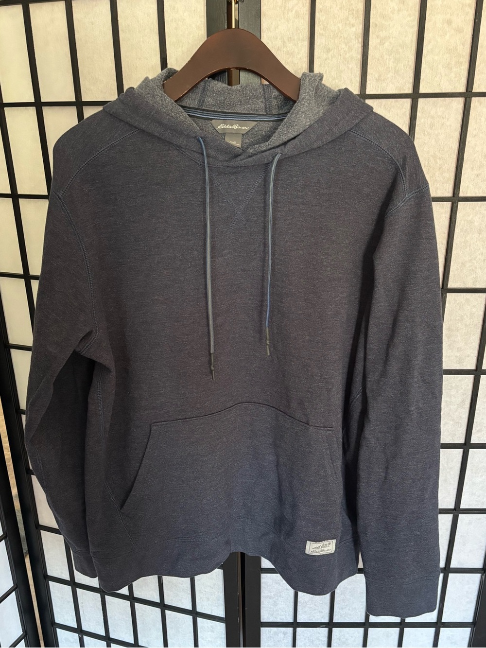 Eddie Bauer Charcoal Heathered Navy Hooded Pullover